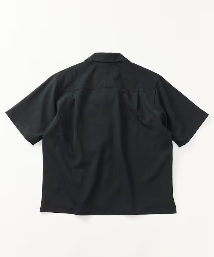 [New Color Addition] Quick-Dry Material Relaxed Fit Open Collar Short Sleeve Shirt Linen-Like