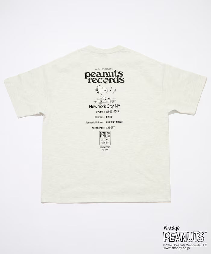 PEANUTS/Peanuts Exclusive Big Silhouette Back Print Crew Neck T-Shirt/Records [Limited Edition]