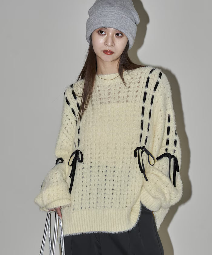 Velvet Ribbon Woven Feather Knit Limited Edition