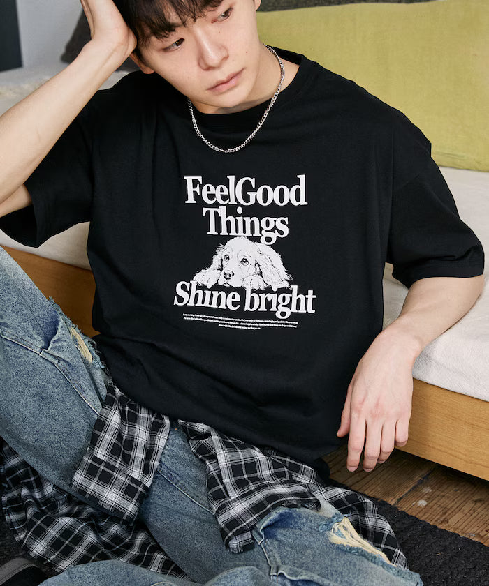 <Functional Material> Shime Bright Dog Print T-shirt Limited Edition