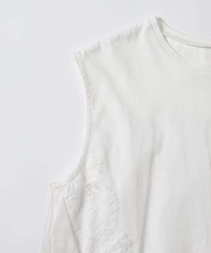 Organic Cotton Tulle Lace Docking Top