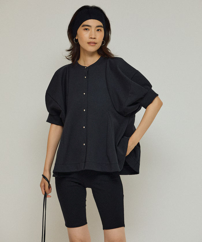 Cardigan with Peplum and Puff Sleeves
