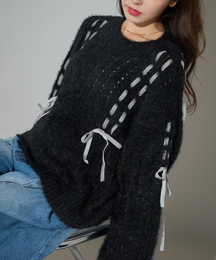 Velvet Ribbon Woven Feather Knit Limited Edition