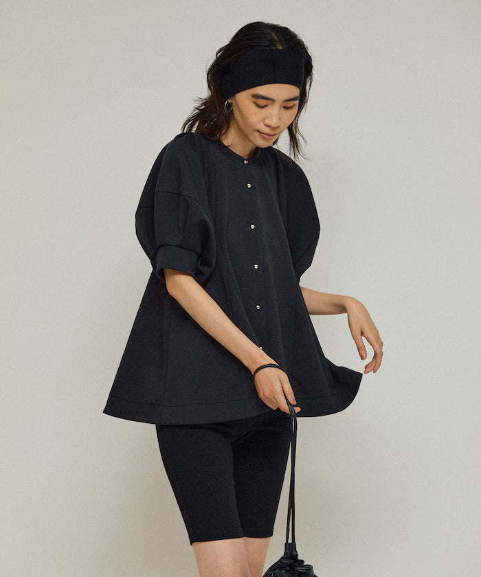 Cardigan with Peplum and Puff Sleeves
