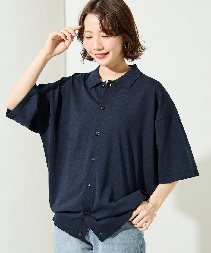 Relax Fit Relax Fit Cool Touch Polo Color Short Sleeve Knit Shirt [Limited Edition] - Navy