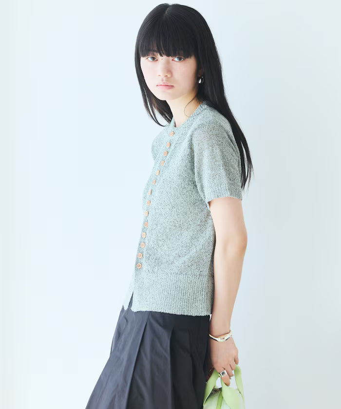 Wood Button Boucle Cardigan