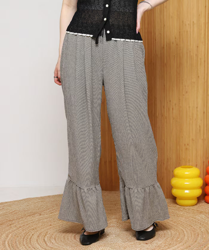 Wide Silhouette Tiered Check Easy Pants [Limited Edition]