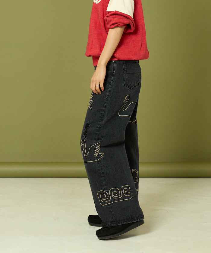 Chain Stitch Wide Denim