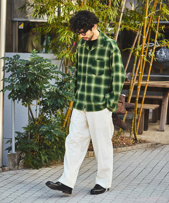 Pre-dyed ombre check sheer shirt relaxed fit