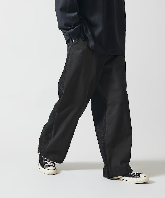 Chino Denim Docking Pants / Wide Straight Pants