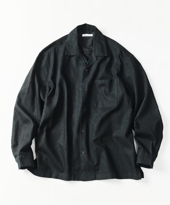 LINEN COTTON OPEN COLLAR SHIRT【Compatible with setups】