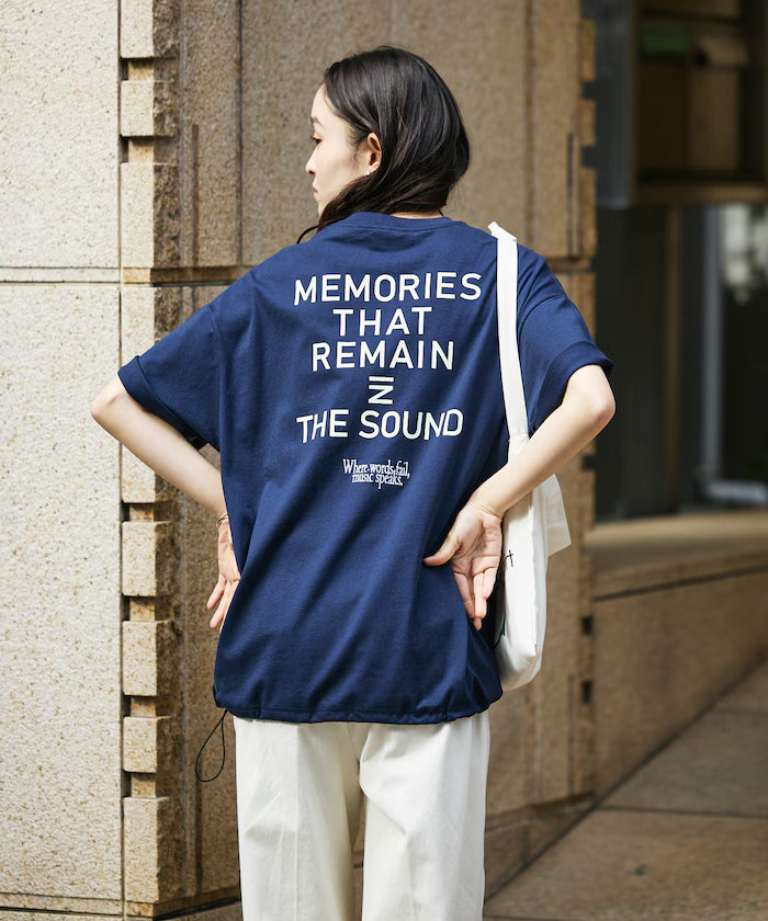 Big silhouette one-point embroidery back print hem code pocket T-shirt [Limited Edition]