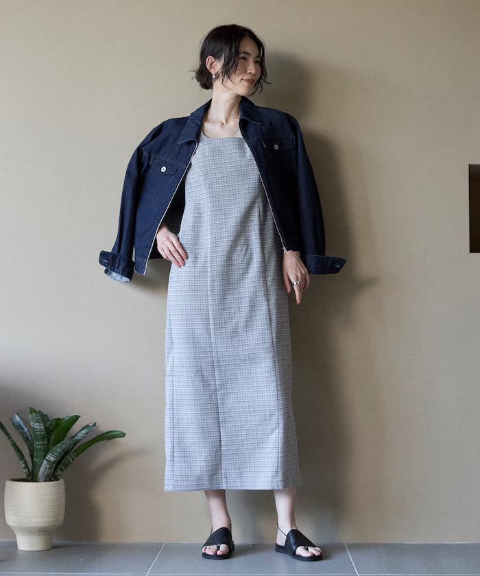 [March 11th 12:00 release] Camila Check I-Line Dress / Compatible with Setups