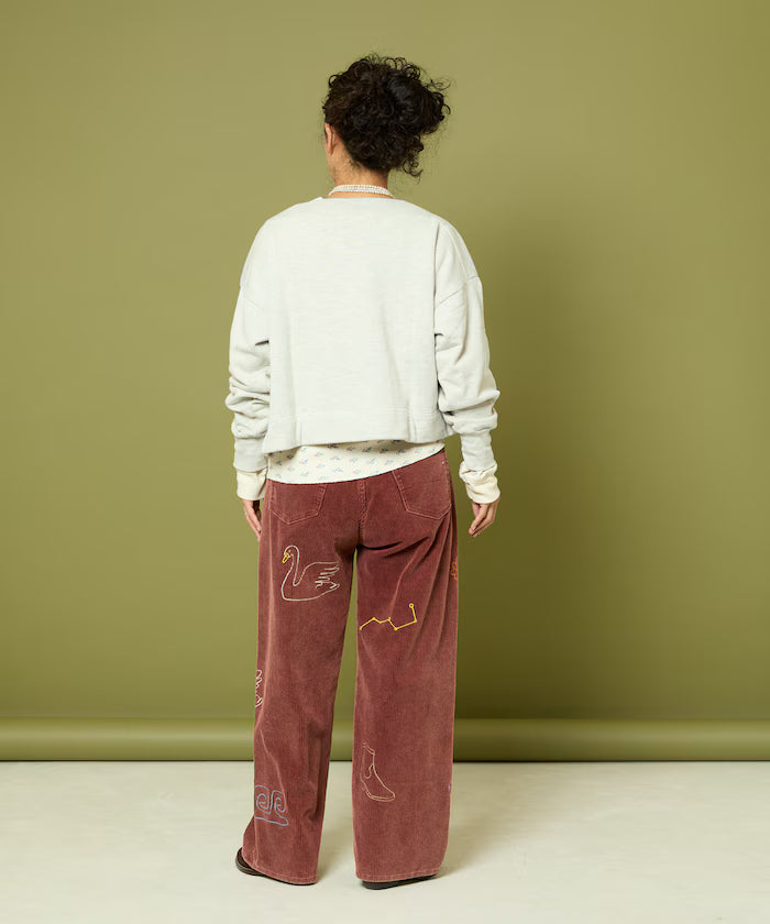 Chain Stitch Corduroy Pants