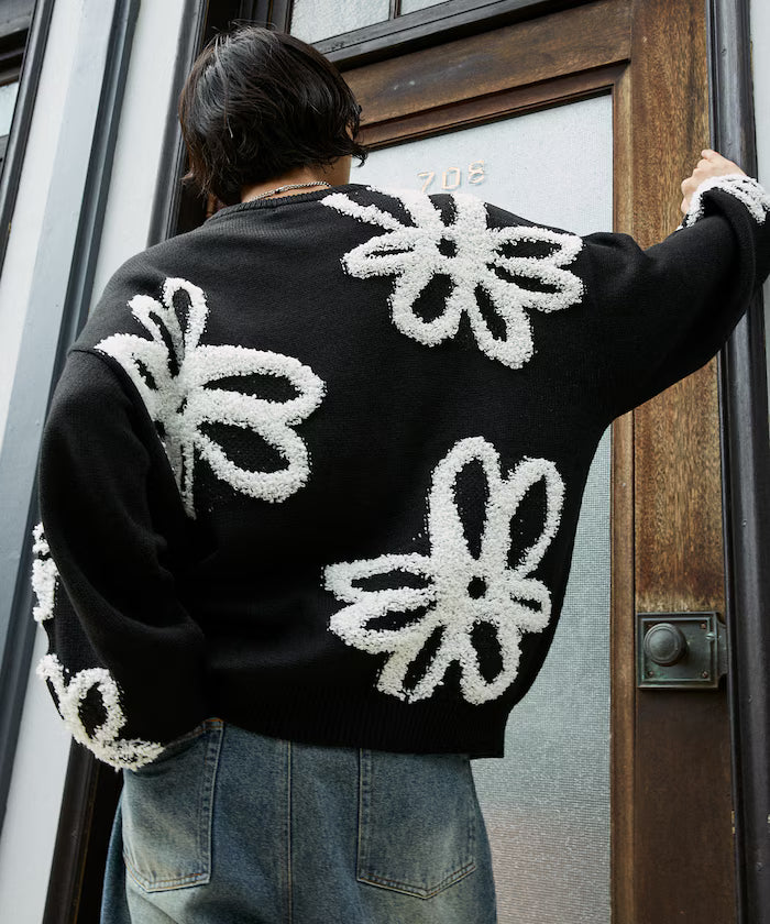 Boucle Flower Pattern Pullover Knit [Limited Edition]