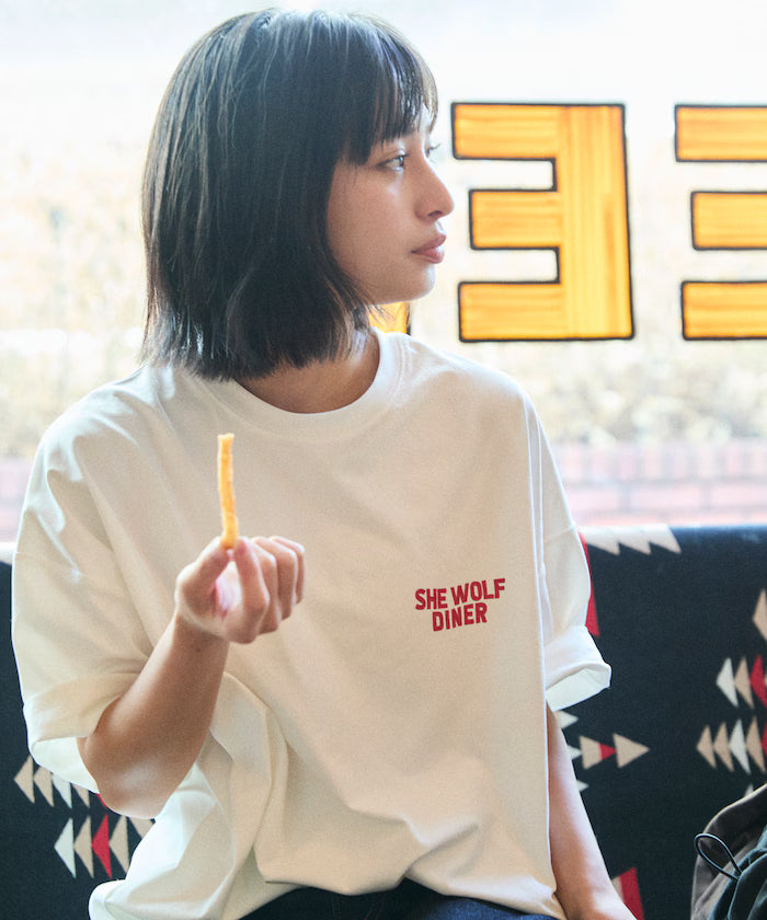 Limited Release SHE WOLF DINER × FREAK'S STORE Shewolf Diner Exclusive Big Silhouette Back Print T-Shirt Antibacterial Odor Resistance Quick Dry