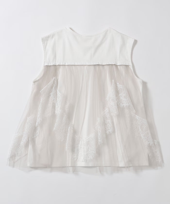 Organic Cotton Tulle Lace Docking Top