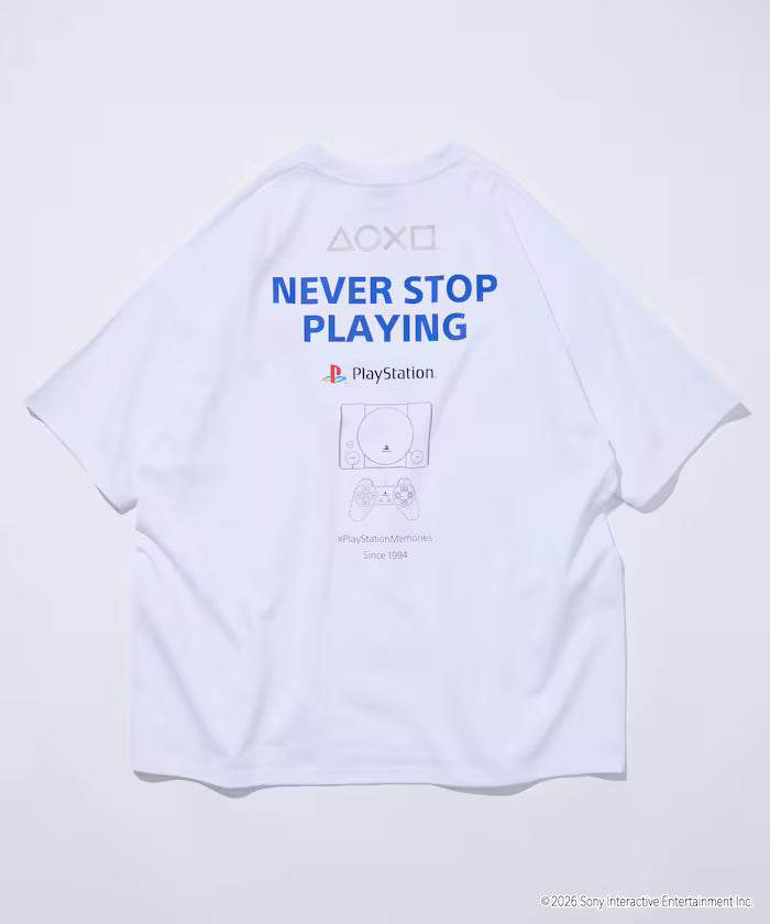 Big Silhouette Logo Back Print Crew Neck T-Shirt/PlayStation NEVER STOP 【Limited Edition】