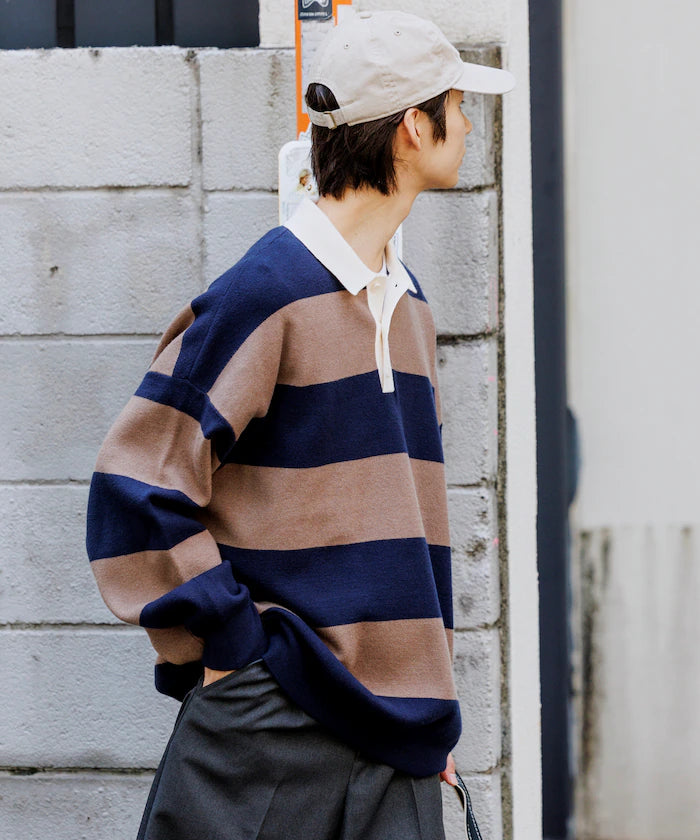 Big Silhouette Border Knit Rugby Shirt [Limited Edition]