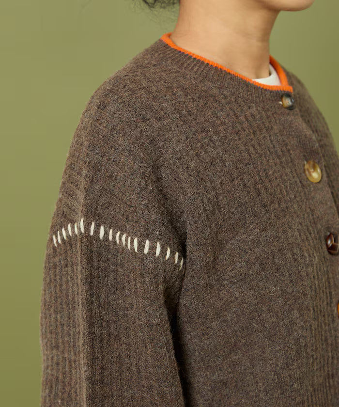 Short Length Color-block Knit Cardigan