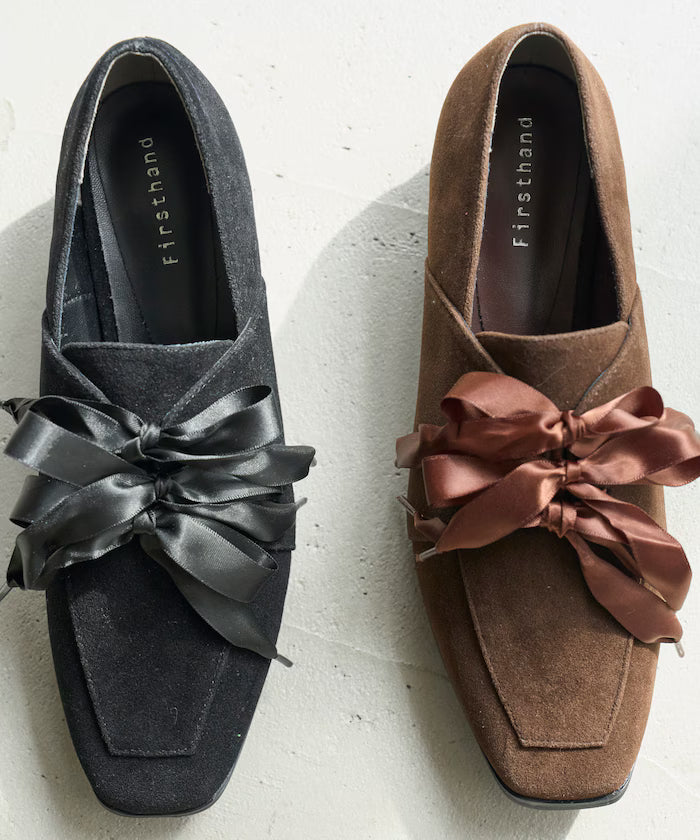 Suede-like Ribbon Lace-up Shoes (Available in sizes 22.5 to 24.5 cm)