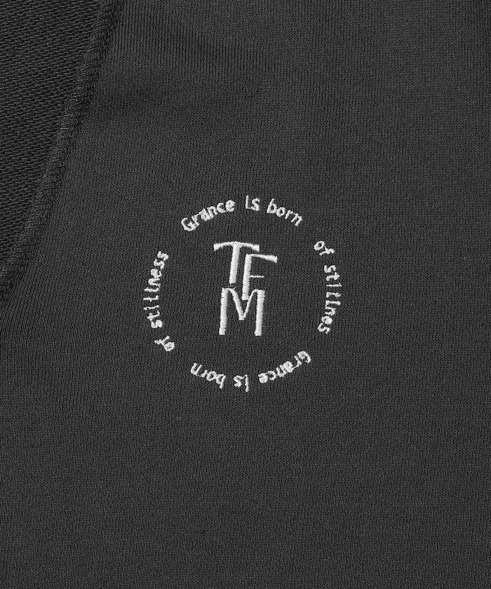 Organic Cotton V-Neck Embroidery Sweatshirt / Relaxed Fit / French Terry Sweatshirt
