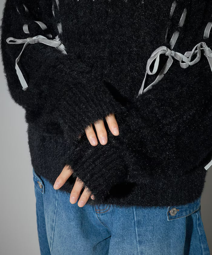 Velvet Ribbon Woven Feather Knit Limited Edition