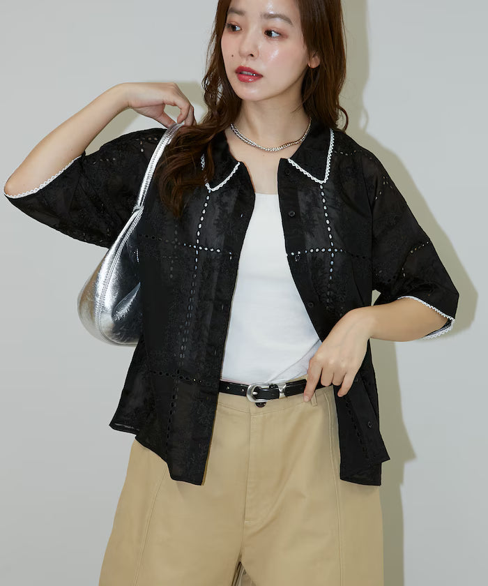 Pico race lace color collar lace shirt limited edition