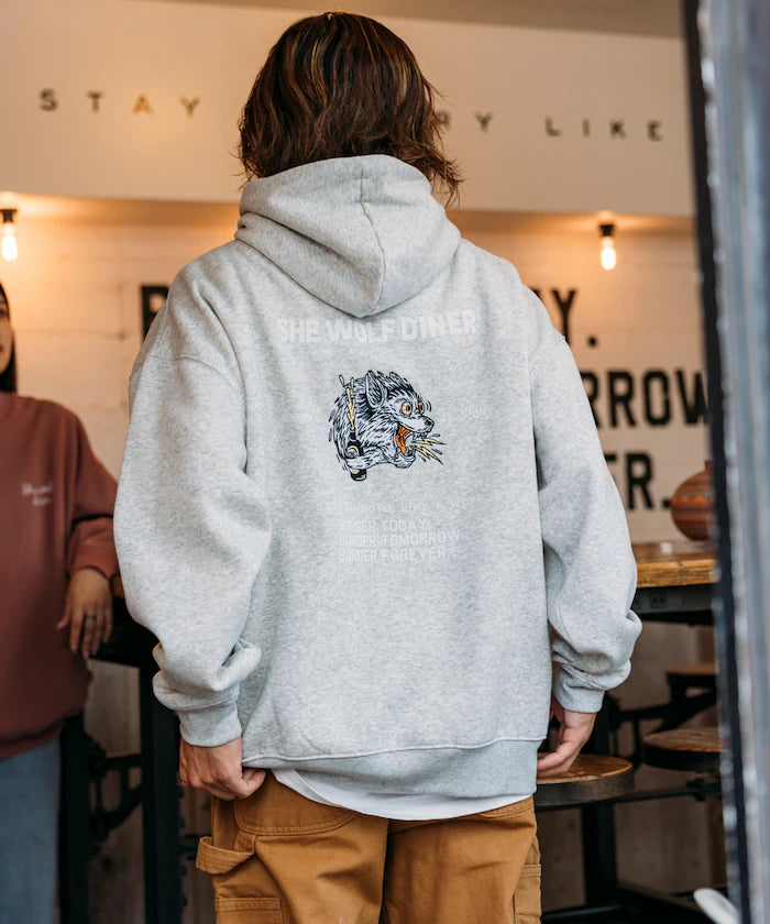 SHE WOLF DINER×FREAK'S STORE/She Wolf Diner Limited Edition Big Silhouette Back Embroidery Hoodie/WOLF 【Limited Release】