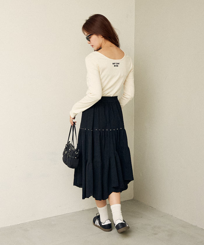 Studded Asymmetrical Tiered Skirt Limited Edition