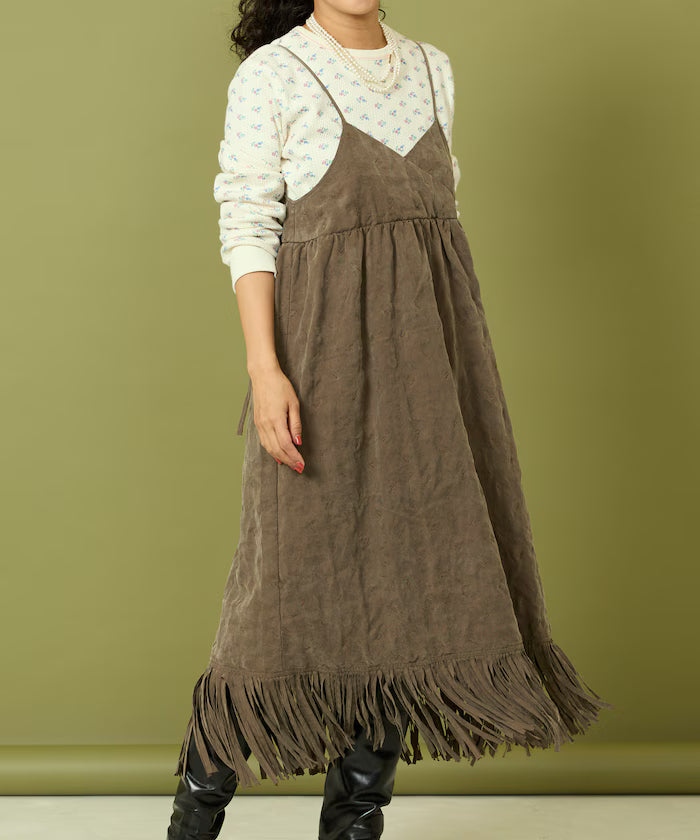 Fade-Processed Fringe Mini Dress