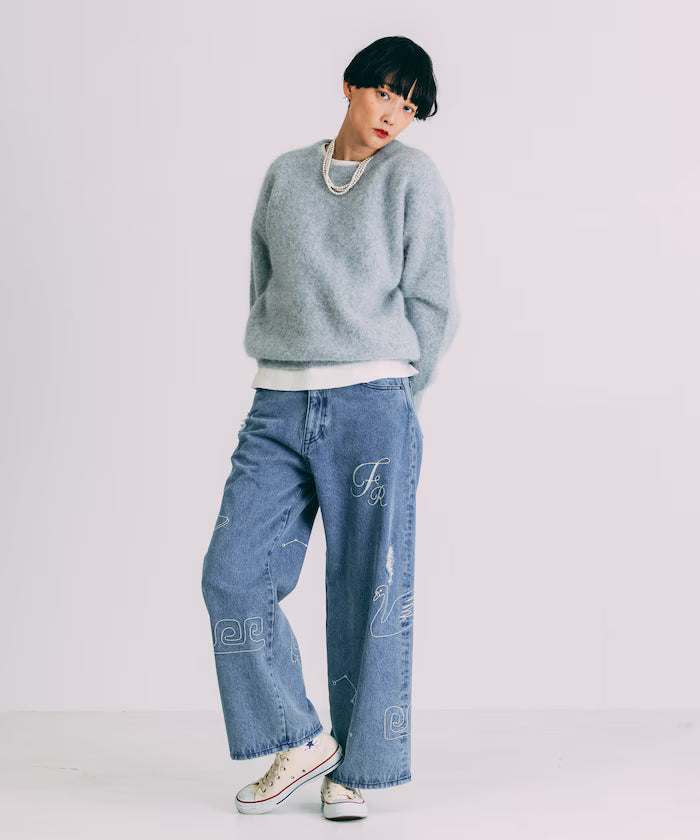 Chain Stitch Wide Denim