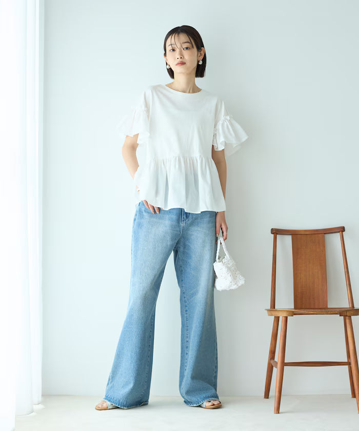 Organic Cotton Frill Sleeve T-shirt