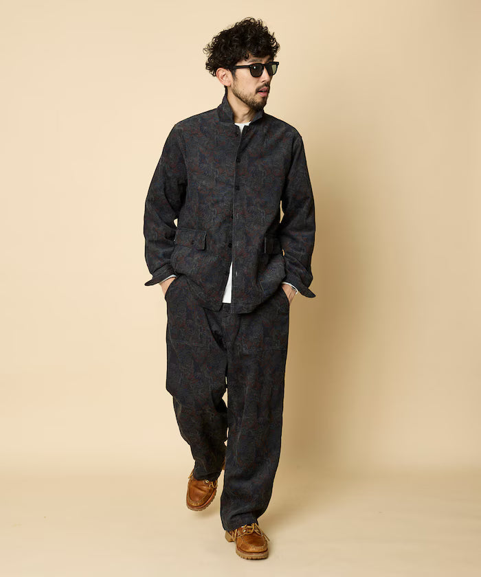 All-over print light corduroy shirt jacket [compatible with set-up]