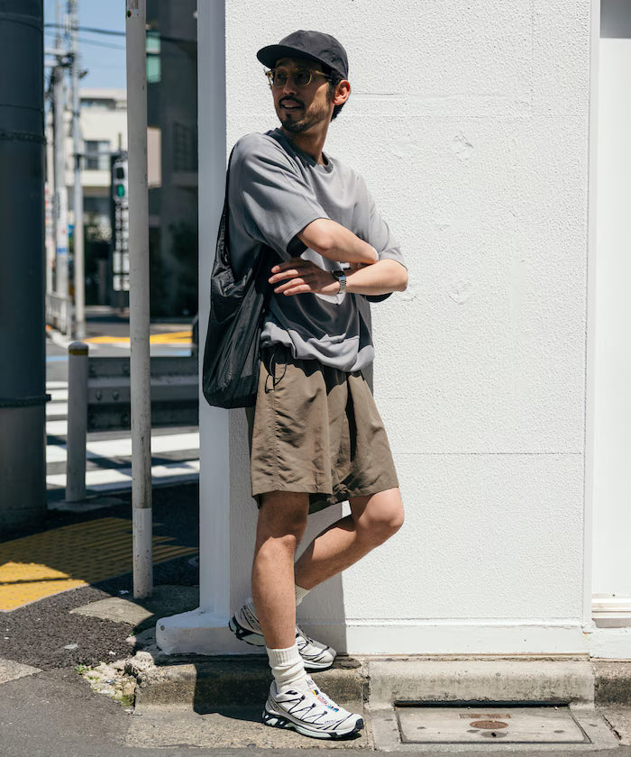 Functional Material Poncho Adjuster T-Shirt / Short Sleeve T-Shirt with Drawcord / Contact Cooling / UV Cut / Quick Dry