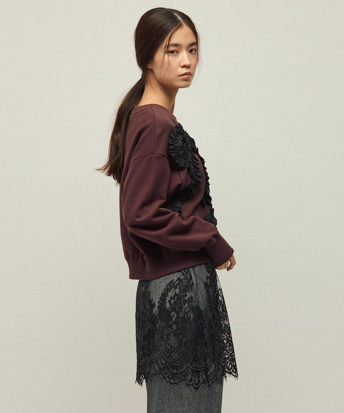 Organic Cotton Gather Ribbon Sweat / Relaxed Fit / French Terry Sweat