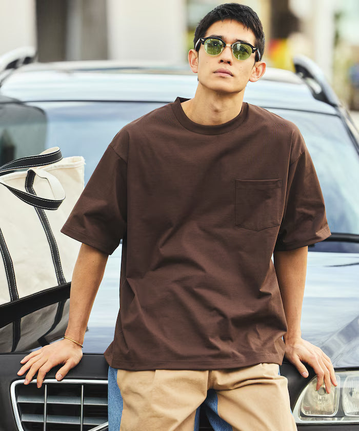 AIRDRY HIGH TECHYARN 7.7oz Big Silhouette Crew Neck Pocket T-Shirt Quick-dry Heat Shield