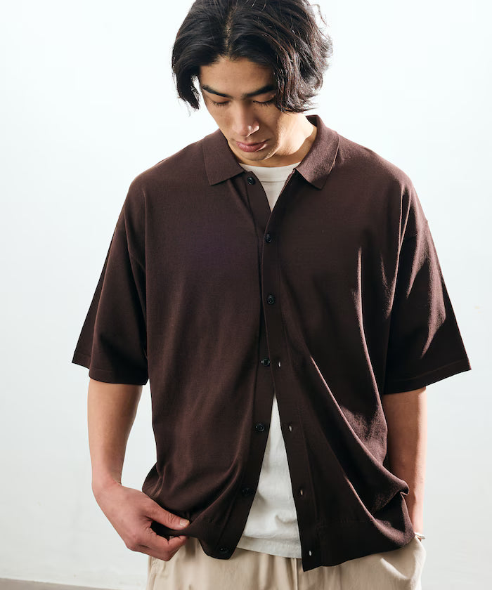 Relax Fit Relax Fit Cool Touch Polo Color Short Sleeve Knit Shirt [Limited Edition] - Brown