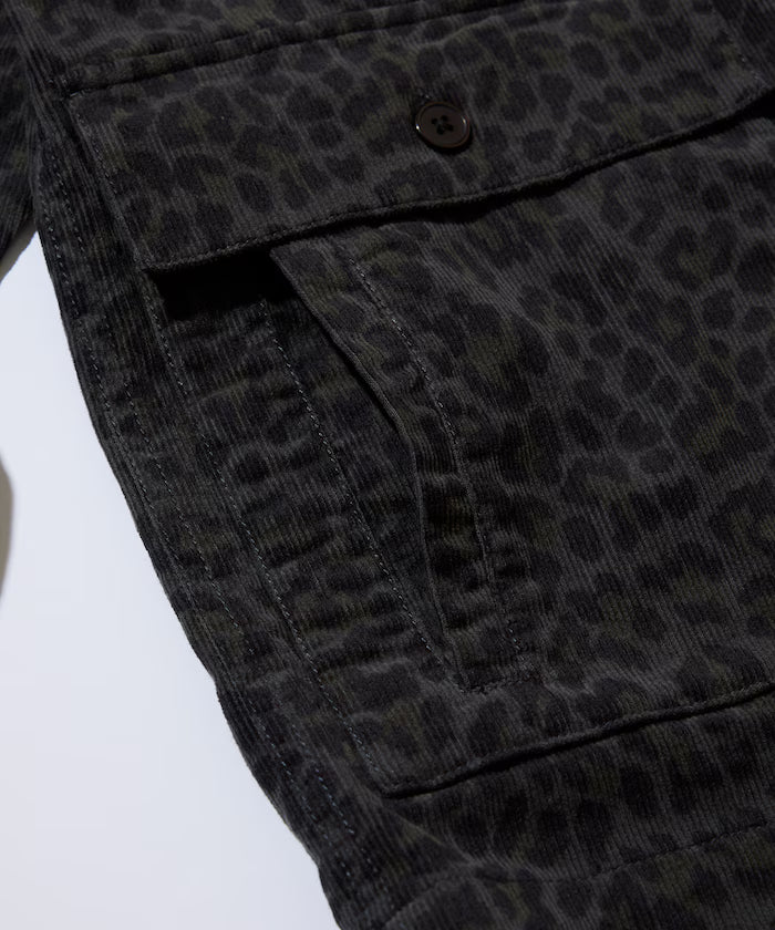 All-over print light corduroy shirt jacket [compatible with set-up]
