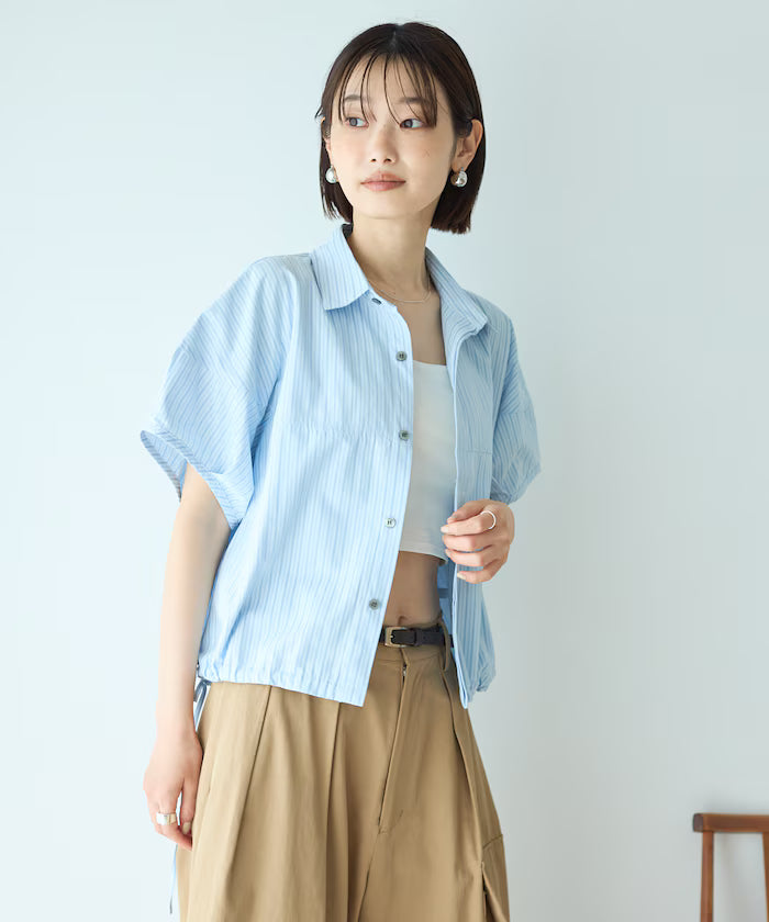 Switch Short Sleeve Hem Code Blouse