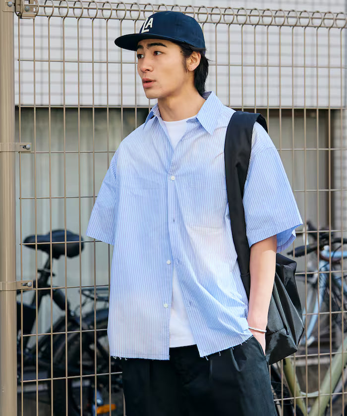 Big Silhouette Damage Processing Regular Color S/S Shirt/Check/Stripe/Fade Processing [Limited Edition]