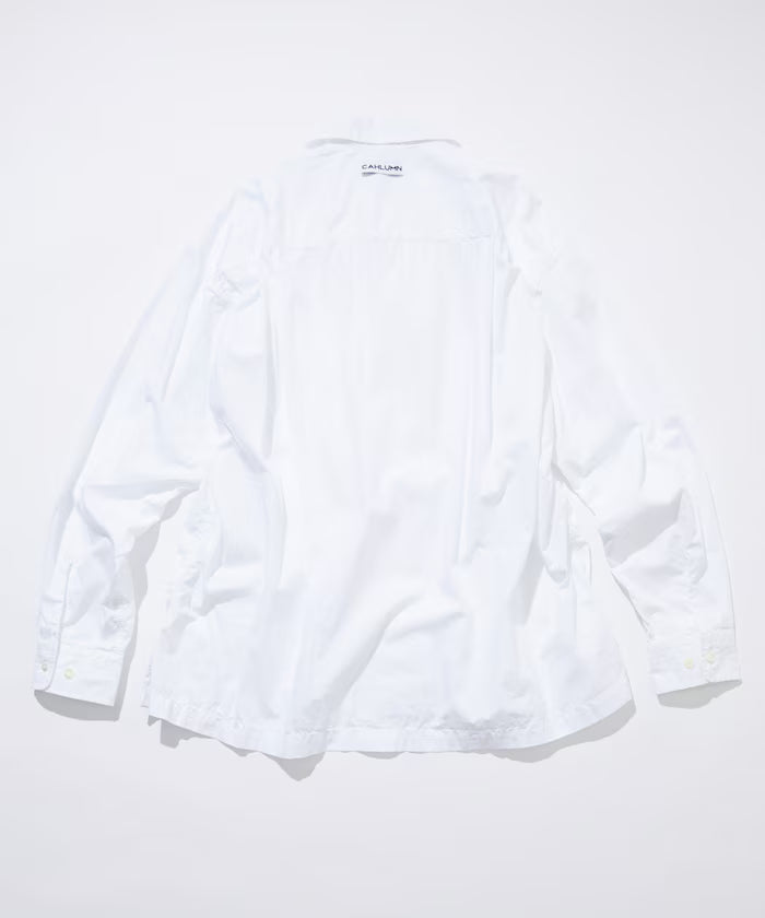 Magazine Pocket Broadcloth Open Collar Shirt