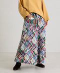 Indian patchwork check wrap skirt - Green