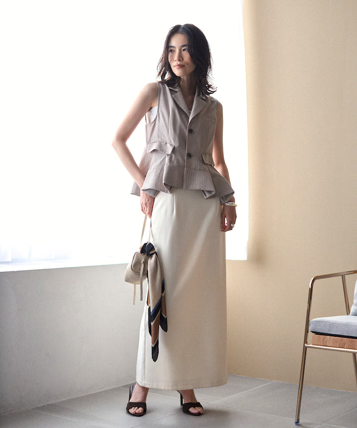 Pinstripe Flare Hem Short Vest