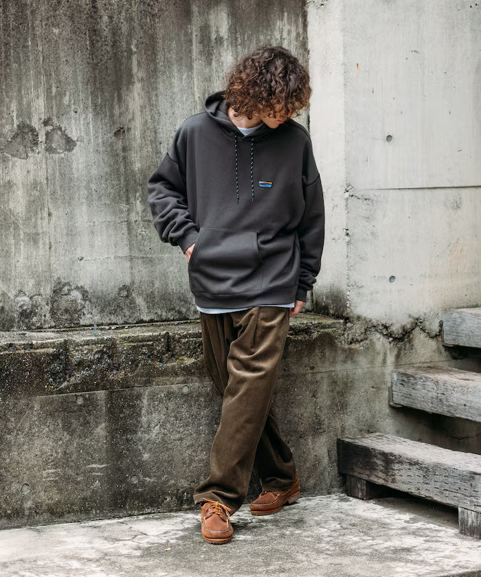 Big silhouette one-point logo pullover hoodie/hem cord/back brushed 【limited edition】