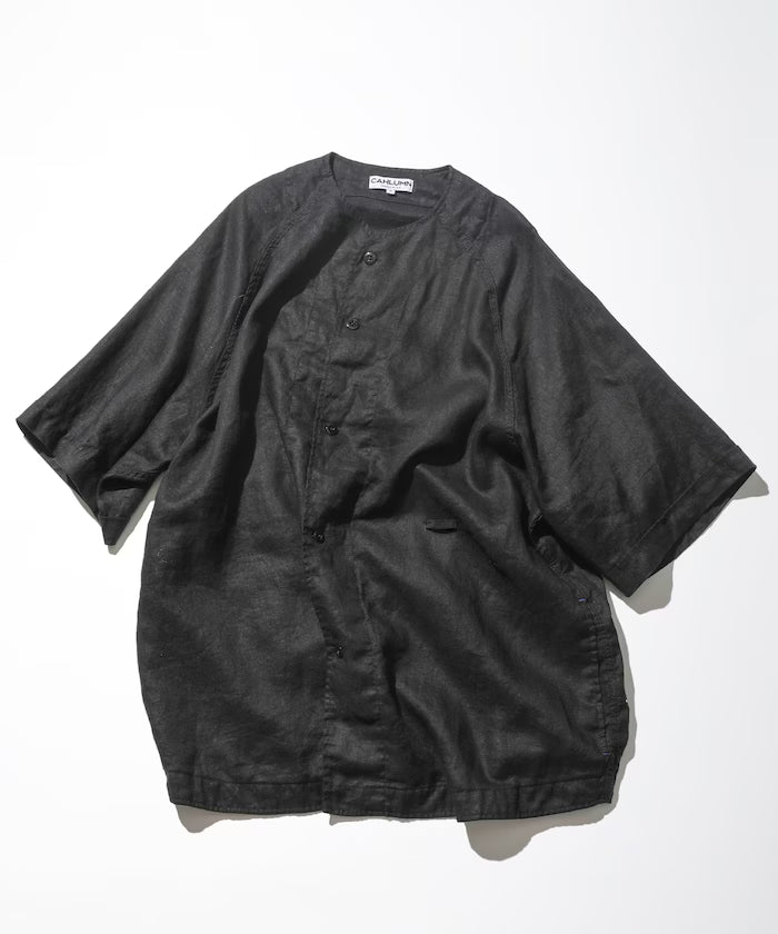 Linen Baseball Shirt - Black