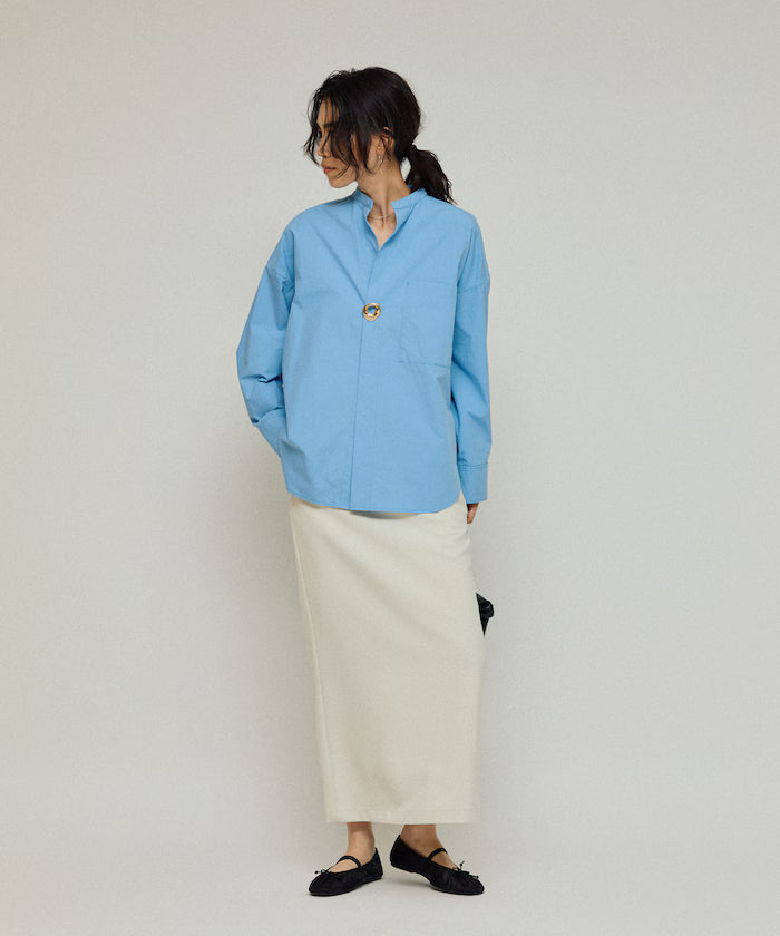Oversized Long Sleeve Brooch Shirt