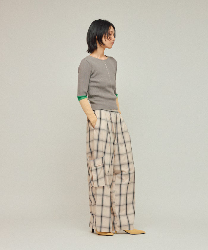 Ombre Check Easy Pants / Patch Pocket Wide Easy Pants