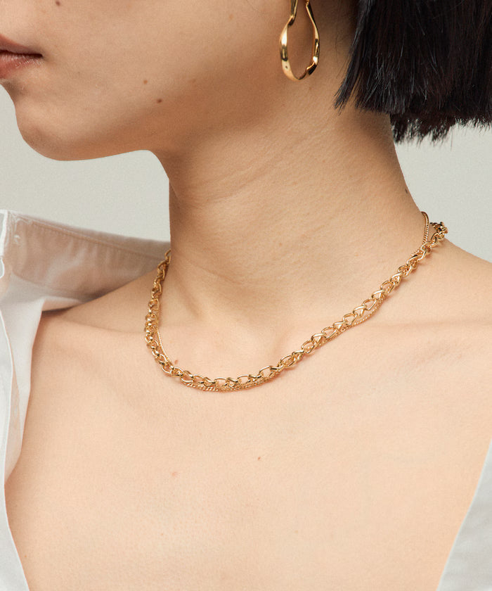 Double Chain Combination Necklace - Gold