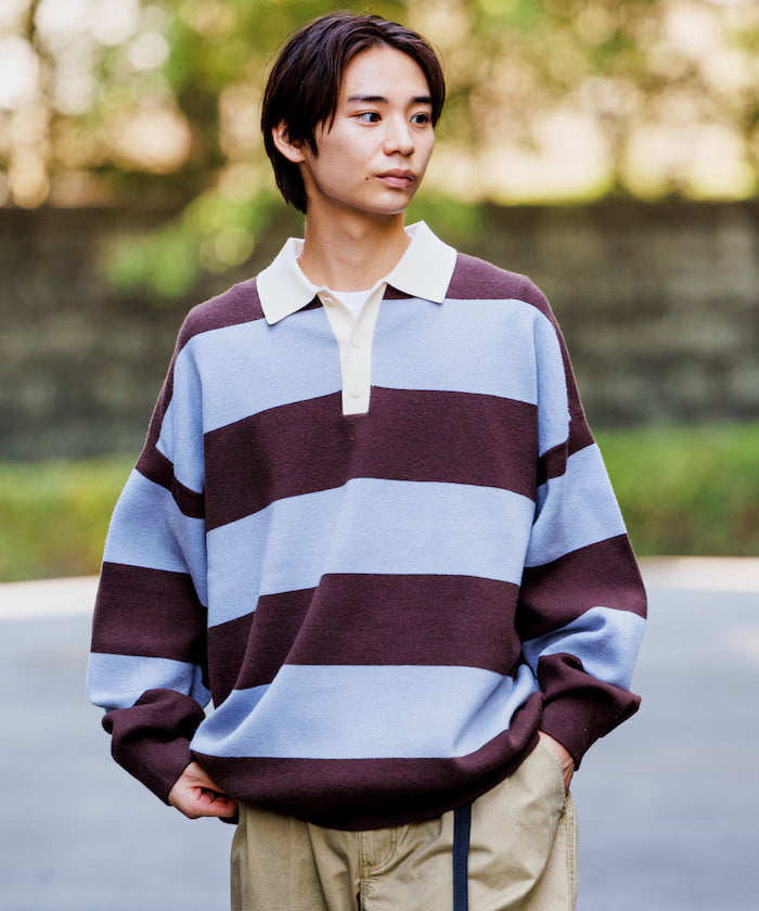 Big Silhouette Border Knit Rugby Shirt [Limited Edition]